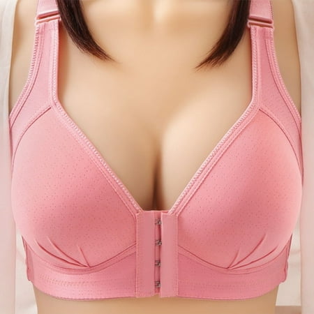 

ZUARFY Women Sexy Wirefree Push Up Bra Front Buckle Breathable Bralette Underwear Vest