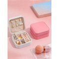 thumbnail image 2 of 1pc Solid Color Jewelry Box, Modern Portable PU Plain Multifunction Jewelry Storage Box For Home And Travel, Gift For Valentine's Day, 2 of 4