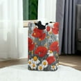 thumbnail image 2 of Foldable Laundry Hamper Bag with Handles Dirty Clothes Basket 12.6" x 11" x 22.7" Red Flowers and Daisies, 2 of 7