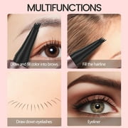 4-Tip Eyebrow Pen 3D Waterproof Microblading Eyebrow Pen, Natural Makeup Long-Lasting Fine Stroke Magic Eyebrow Pencil,Black