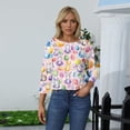thumbnail image 2 of HAVUITYY Easter Printed Women's Sweaters, 3/27 Sleeve Crew Neck Womens Tops, Spring Going Out Easter Shirts for Women Wear & Gifts, 2 of 5