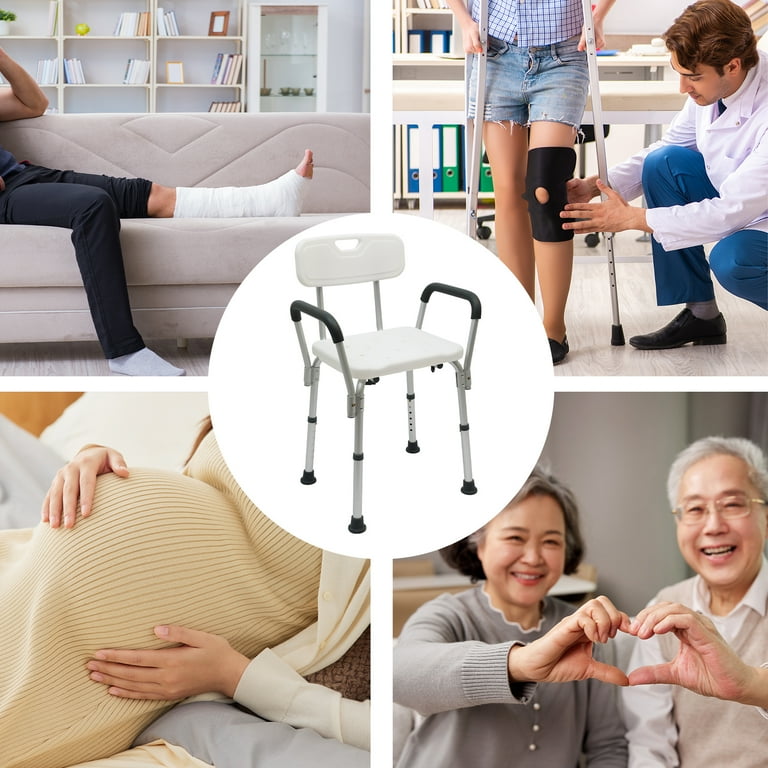 ALSO GO Shower Chair Bath Seat with Back and Arms, Height