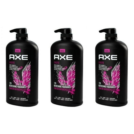 AXE Mens Liquid Body Wash & Shower Gel Excite Crisp Coconut & Black Pepper, 3PK
