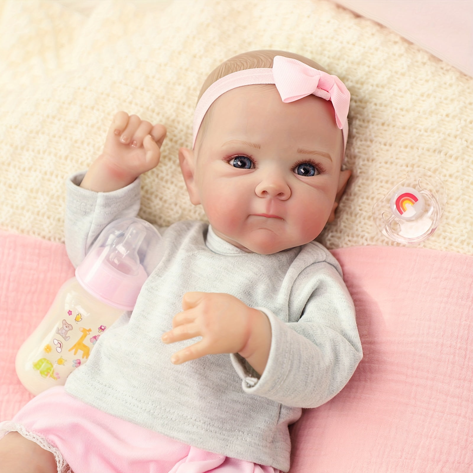20 Inch Reborn Baby Doll, Cute Soft Vinyl Realistic Baby Doll, Poseable Smiling Newborn Doll, Perfect Gift For Kids Age 3+ Christmas Gift