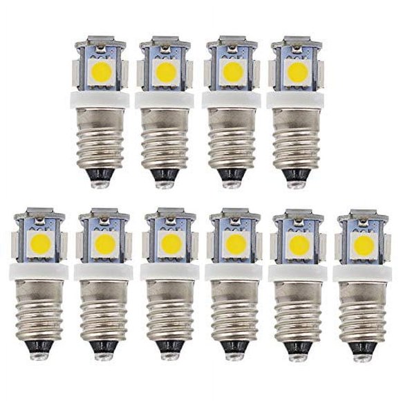GutReise 10pcs E10 12V Cold White LED Bulbs Light Lamps 5SMD 0.5W 50LM (Cold White, 12v)