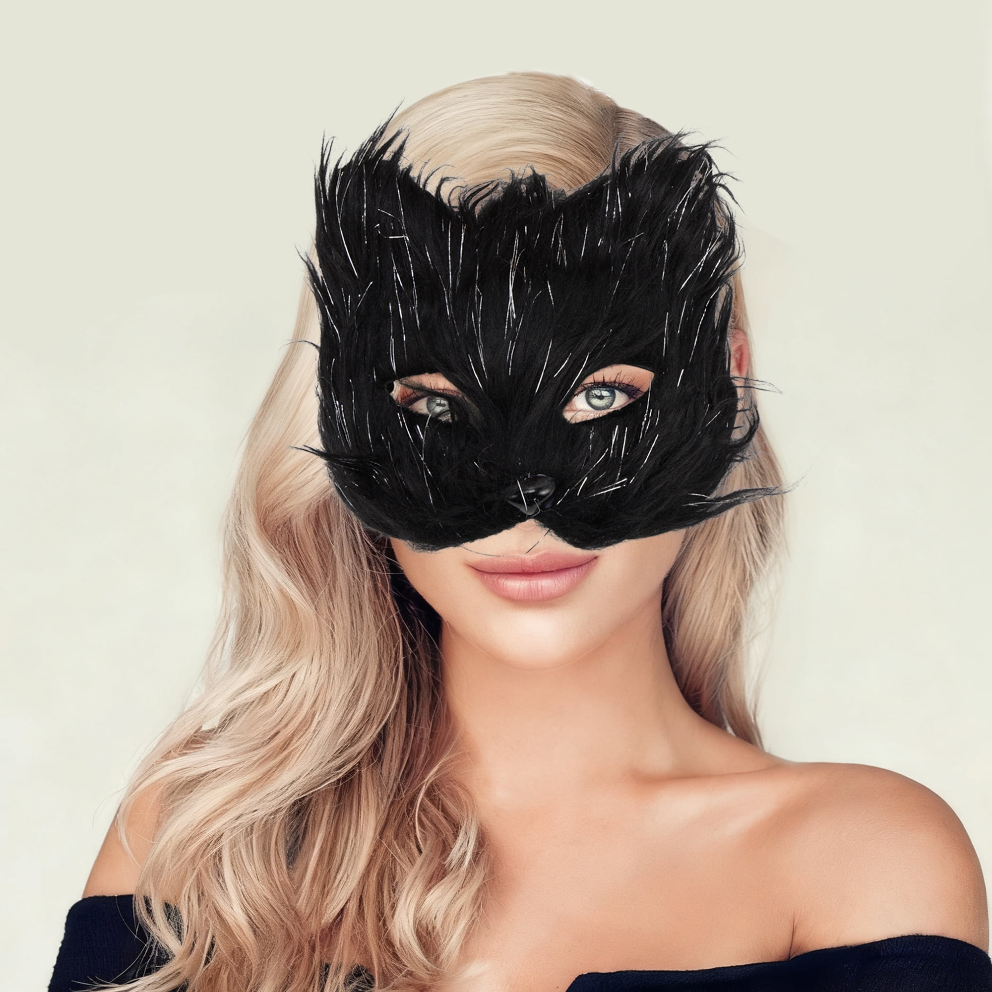 Unique Bargains 1 Pack Foxes Party Mask for Masquerade Black