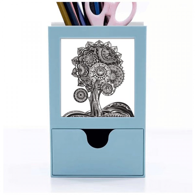 Tarjeta de clip de pluma Unbranded gestor de suministros de oficina Negro blanco flor planta de girasol