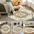thumbnail image 6 of Beige Vintage Boho Large Area Rugs for Bedroom Living Room, Soft Non Slip Carpet Bedside Rug, Ethnic Tribal Geometric Abstract Round Floor Cover Kitchen Accent Rug 7' for Dining Room/Office, 6 of 9