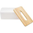 thumbnail image 5 of Porta pañuelos faciales con tapa de madera de roble, organizador rectangular para el hogar, la oficina y el baño., 5 of 5