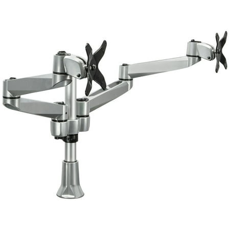 Cannon Low Profile Swivel Base - Mount-It! Dual Monitor Desk Mount Swivel Arm, Quick Connect with Combo Grommet and Clamp Base up to 27