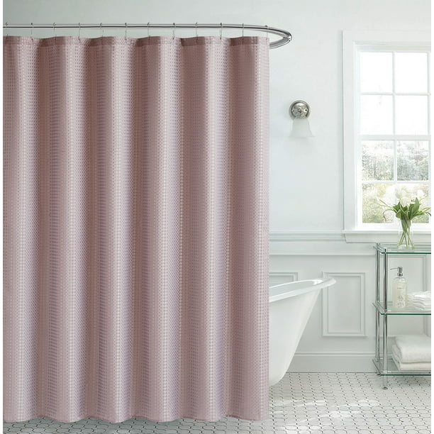 Solid Pink Polyester Shower Curtain Set, Pink And Beige Shower Curtain Ideas