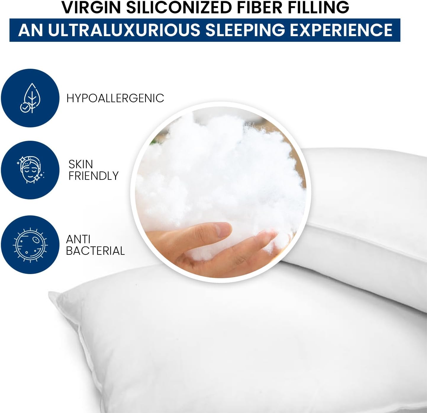 Ryotei Down Alternative Standard Pillows 12 Pack (20x26) – Firm Loft Hotel Quality Bed Pillow – 100% Cotton T-235 Cover – Hypoallergenic, Washable & Long-Lasting Cluster Fiber Pillows in Bulk
