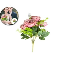 Dvruxg Artificial Flower Artificial Silk Fake Flowers Bouquet Small Roses for Wedding Home Office Tables Decor(Pink)
