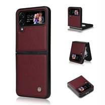 Elehold PU Leather Case for Samsung Galaxy Z Flip 3 6.7 inch Ultra Slim Luxury Leather and Soft TPU with Shockproof Lens Screen Protection Support Wireless Charging Phone Cover Folding Case,Winered