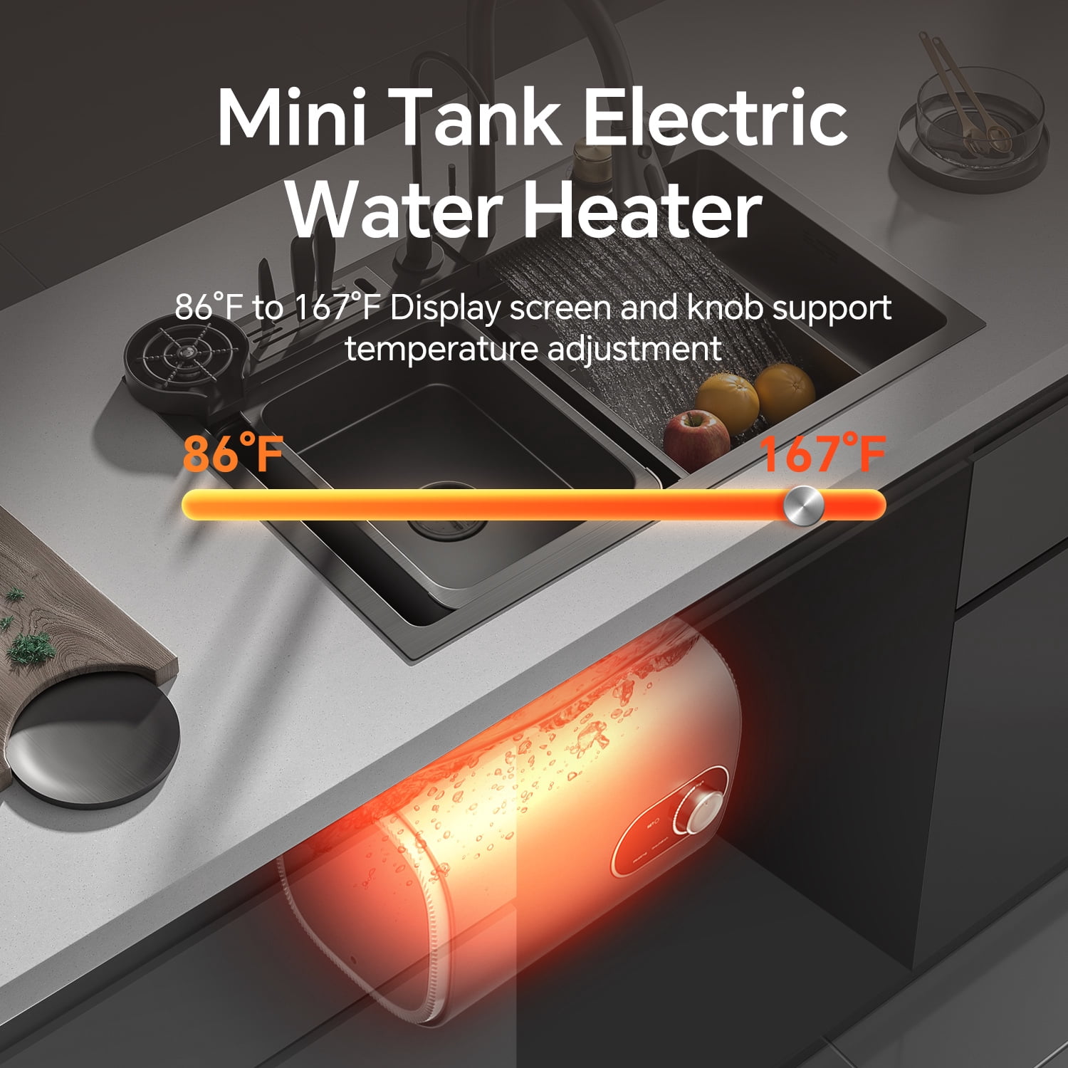 Ranein 4.0 Gal Mini Tank Water Heater, 1440W 110V Under Sink Point of Use Hot Water Heater, Wall/Floor Mount