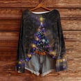 thumbnail image 2 of RXMEKW Chandail en Tricot Imprimé de Noël pour Femmes Manches Longues chandail Décontracté Col Rond Noir, 2 of 5