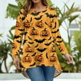 thumbnail image 4 of Abcomgle Plus Size Halloween Shirts for Women 3x Funny Pumpkin Bat Graphic T-Shirts for Women Oversized Crewneck Long Sleeve Tee Top for Women Fall Trendy Womens T-Shirt,4XL, 4 of 4