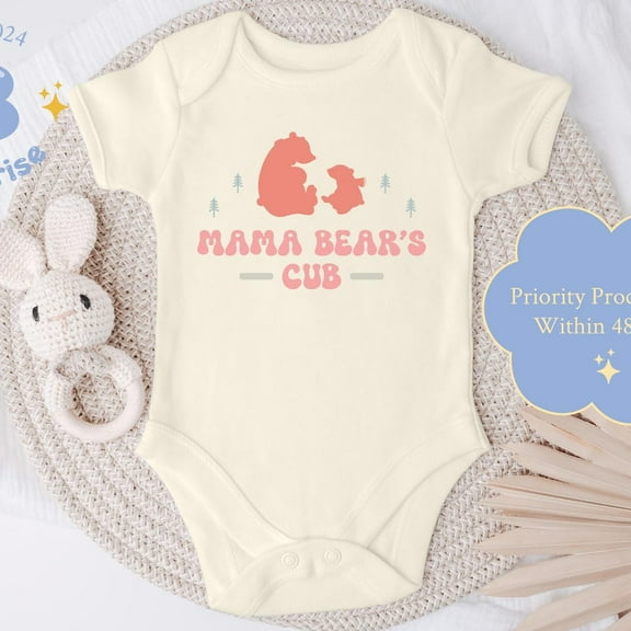 Mama Bear'S Cub Onesie, Woodland Bear Design, Baby Shower Gift, Cute Bear Bodysuit Cute Baby Onesie, BABY BODYSUIT LAT 4424