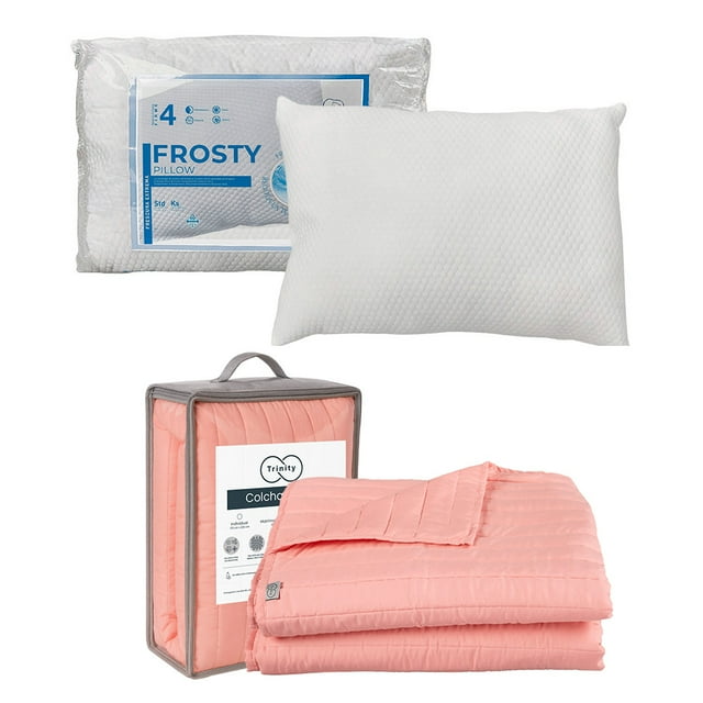 Colcha individual Acabado Ultrasónico Trinity Rosa + Almohada Frosty
