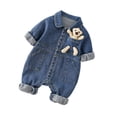 thumbnail image 4 of Mameluco de los bebés,Mameluco vaquero de manga larga para bebés y niñas primavera,Traje de mono para bebé Ropa de bebé Mameluco hecho a mano,Mono Infantil de Moda con para altura 66cm, 4 of 8
