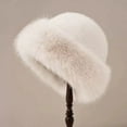 thumbnail image 3 of Faux Fur Trimmed Beanie Cap, Winter Warm Soft Classy Russian Hat for Women Girl, 3 of 6