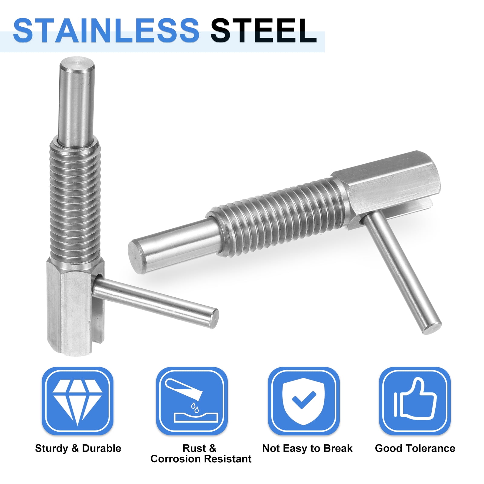 Uxcell 3 Pack Retractable Indexing Plunger Pin, M12 L Spring Plunger Stainless Steel Spring Loaded Latch Telescopic Locking Pin for Machinery Shipbuilding