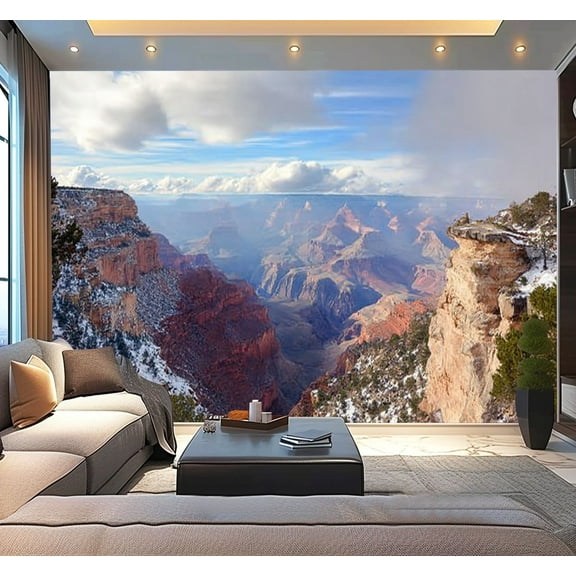 Peel and Stick Wallpaper Grand Canyon panorama view winter snow Modern Art Wall Mural Decor Self Adhesive and Removable 100in x 144in