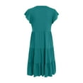 thumbnail image 4 of vigerkar Womens Summer Dress Ruffle Sleeve V Neck Midi Dresses Fashion Casual Fit Flowy Tiered Boho Beach Vacation Sundress Sky Blue, M, 4 of 5