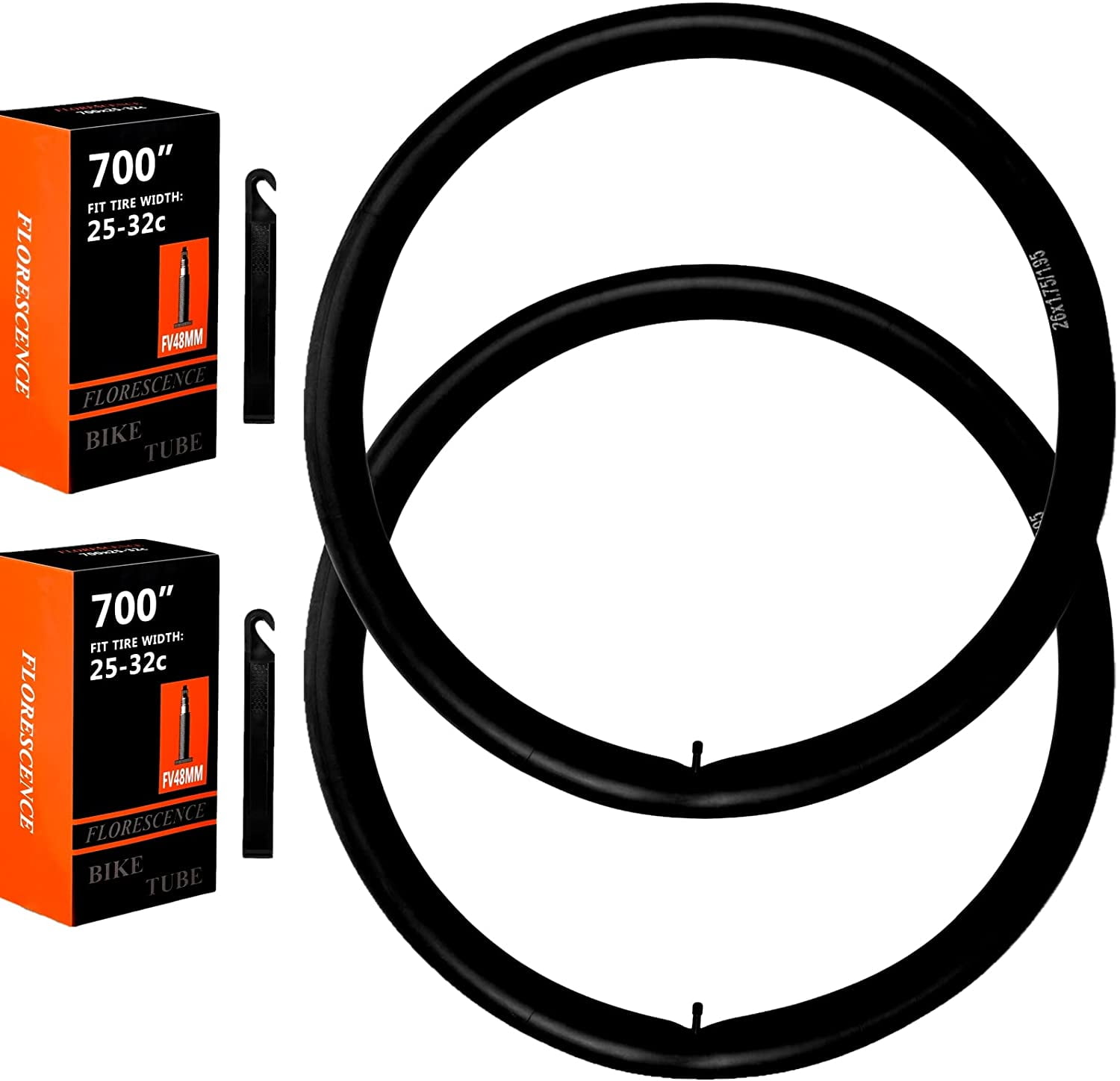 2 Pack Bike Tubes 28' 700 * 25-32C Bike Inner Tubes with 2 Tire Lever 700 * 25-32C Bicycle Replacement Butyl Rubber Inner Tube Presta Valve for Most 28' Road Bike