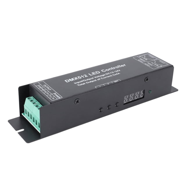 Controlador LED DMX512, DC12V-24V Interfaz Fácil De Usar Decodificador DMX512 Acero Inoxidable Preciso Para Tira De Luz LED