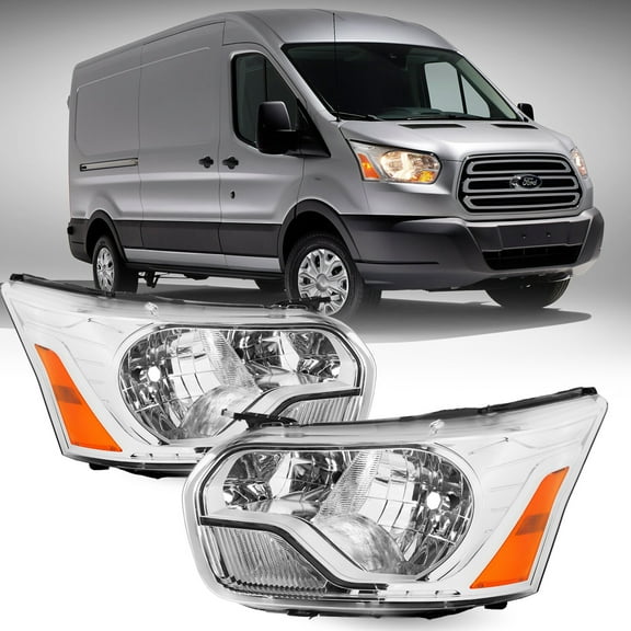 For 2015-2023 Ford Transit 150 250 350 Halogen Chrome Headlights Headlamps L R