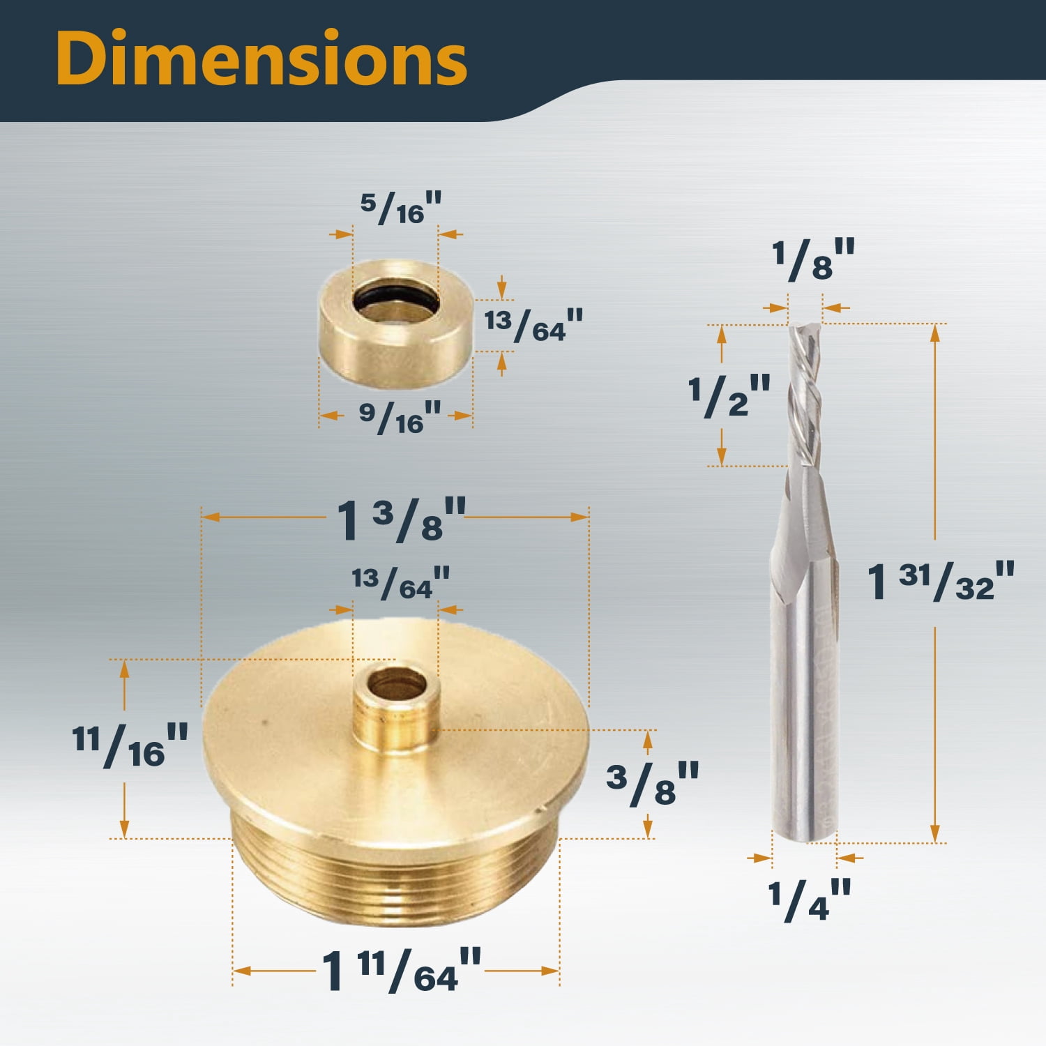 POWERTEC Solid Brass Inlay and Carbide Router Bit Set, 1/4" & 1/8" Downcut Spiral Router Bits, 1/4" Shank with Router Bushing, Collar & Alignment Pin for Wood PVC MDF Hardwood (72166N)