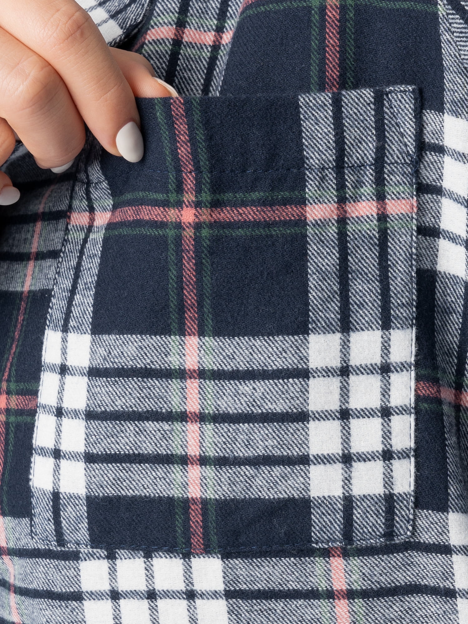Fruit of the Loom Women's Beyond Soft Long Sleeve Button Down Flannel Sleepshirt, Sizes S-4X