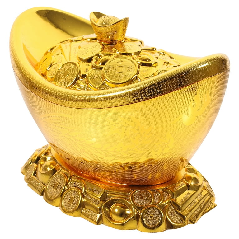 Ingot Chinese Candy Gold Box Storage Yuan Bao Ornament Container Wealth  Statue Sweets Shui Bowl Feng Organizer Gift Tray