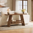 thumbnail image 4 of Tribesigns 63" Long Entryway Table, 2-Tier Farmhouse Console Table for Living Room, Rustic Brown, 4 of 5