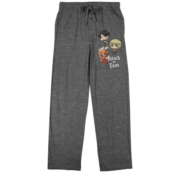 Attack on Titan Chibi Character Art Men's Graphite Heather Sleep Pajama Pants
