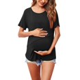 thumbnail image 4 of zttd womens maternity short sleeve crew neck solid color asymmetrical flap nursed tops t shirt for breastfeeding blouse, 4 of 8