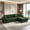 Green, variant on AUU 113.39'' Corduroy L-Shape Convertible Compression Sofa Bed with Corner Chaise – No-Assembly Required, High-Density Sponge Couch for Living Room, Apartment, or Guest Room