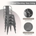 thumbnail image 4 of Industrial Metal Chairs Set of 2, Dining Side Chairs with Back for Kitchen, Cafe, Restaurant, Vintage Stackable Indoor Outdoor Use with High Backrest and Wood Seat, 4 of 13