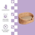 thumbnail image 3 of THE LICKER STORE Curvy 33" x 21.25" Classic Handwoven Rattan Pet Bed with Machine-Washable Cushion, Light Brown, DBD1001B, 3 of 5