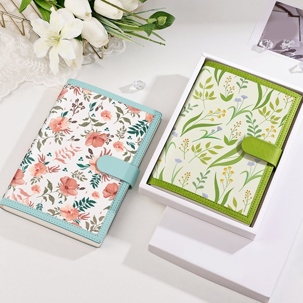 YongCo Flower Print Notebook 224 Pages Wide Lined Leather Notebook Journal 8.5x5.7Inch