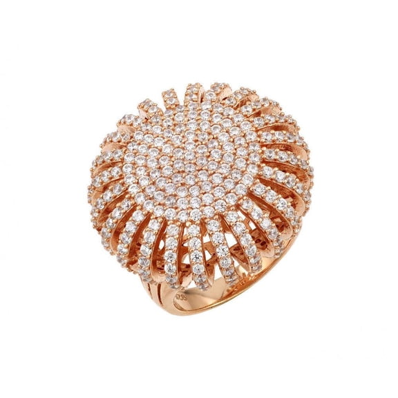 Rose Gold Plated Sterling Silver 925 Micro Pave Clear CZ Ring Band White Jewelry Female Size 5