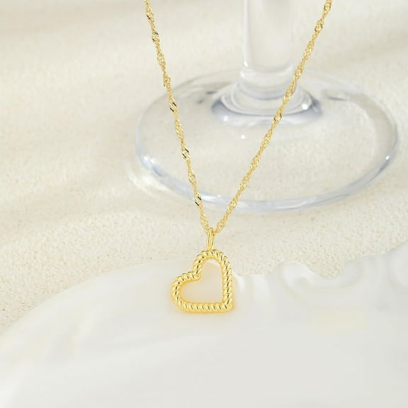 SKQIT Open Heart Necklace for Women Floating Heart Necklace Hypoallergenic Simple Heart Necklace I Love You Necklace