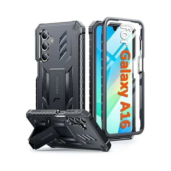for Samsung Galaxy A16 5G Case: with [Built-in Screen Protector & Kickstand] [Military-Grade Drop Protection] Heavy Duty Protective Full Body Shockproof TPU Phone Cover Black