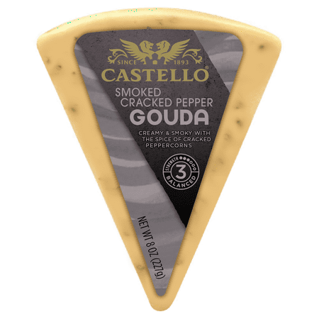 Castello Gourmet Smoked Cracked Pepper Gouda Cheese 8 oz Wedge
