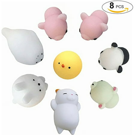 8Pcs Squishy Toy Set, Coxeer Cute Cartoon Animals Slow Rising Squeeze Toy Stress Relief Toy for ...