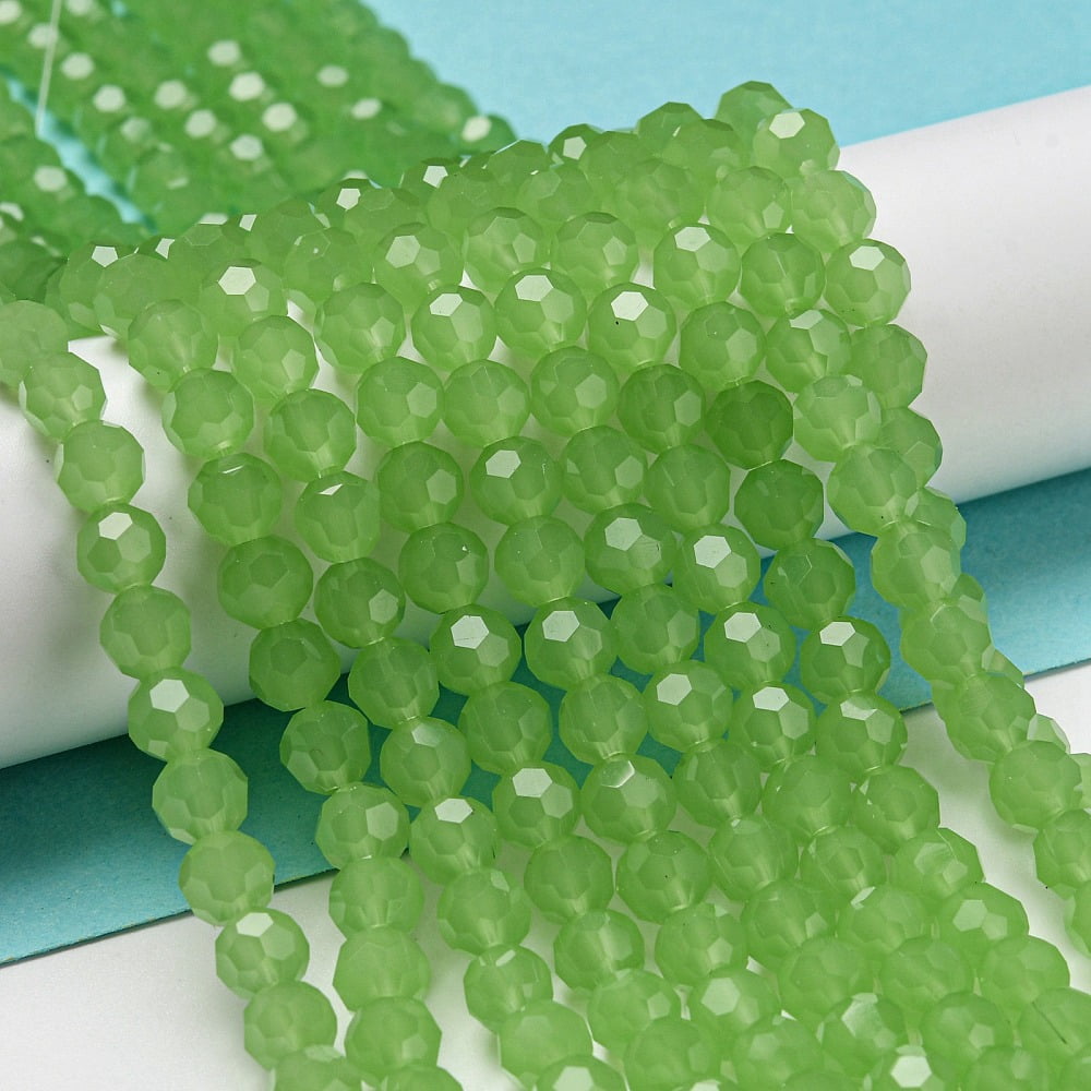 Imitation Jade Glass Beads Stands Faceted(32 Facets) Round Light Green 6mm Hole: 1mm 98pcs/strand 20.47inch(52cm)