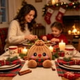 thumbnail image 4 of Christmas Dumpling Plush, Cute Stuffed Bun Toy With Bamboo Steamer Basket, Kawaii Holiday Gift, Brown Striped Scarf, 5.9 In, 4 of 7