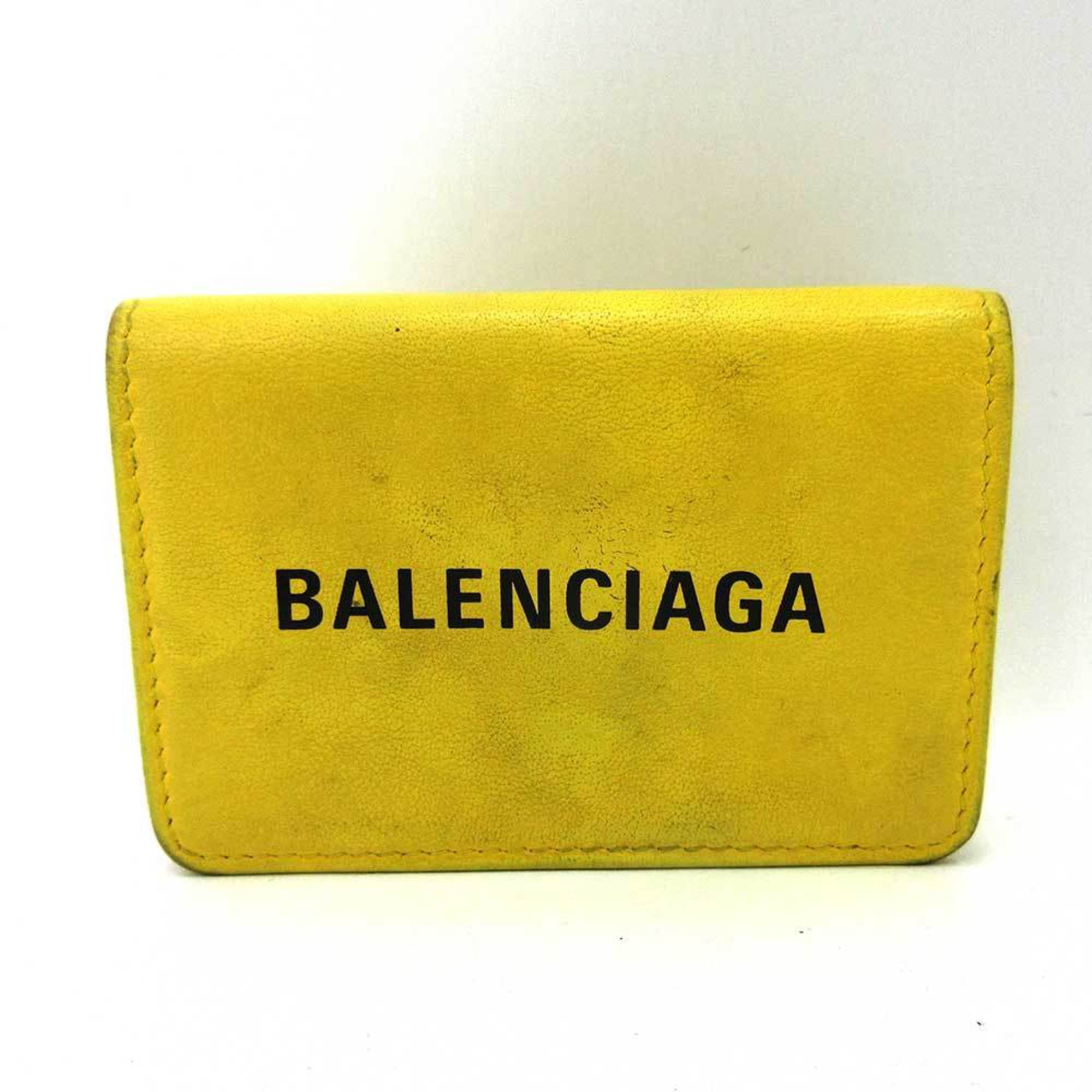 Authenticated Used Balenciaga Wallet Mini Yellow Logo Women's Men's Leather 551921 BALENCIAGA - Walmart.com