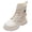 Beige, variant on Girls Leather Mid Calf Boots Lace Up Low Heel Non Slip Fall Winter Fashion Princess Boots Beige Size 13.5 Little Kid